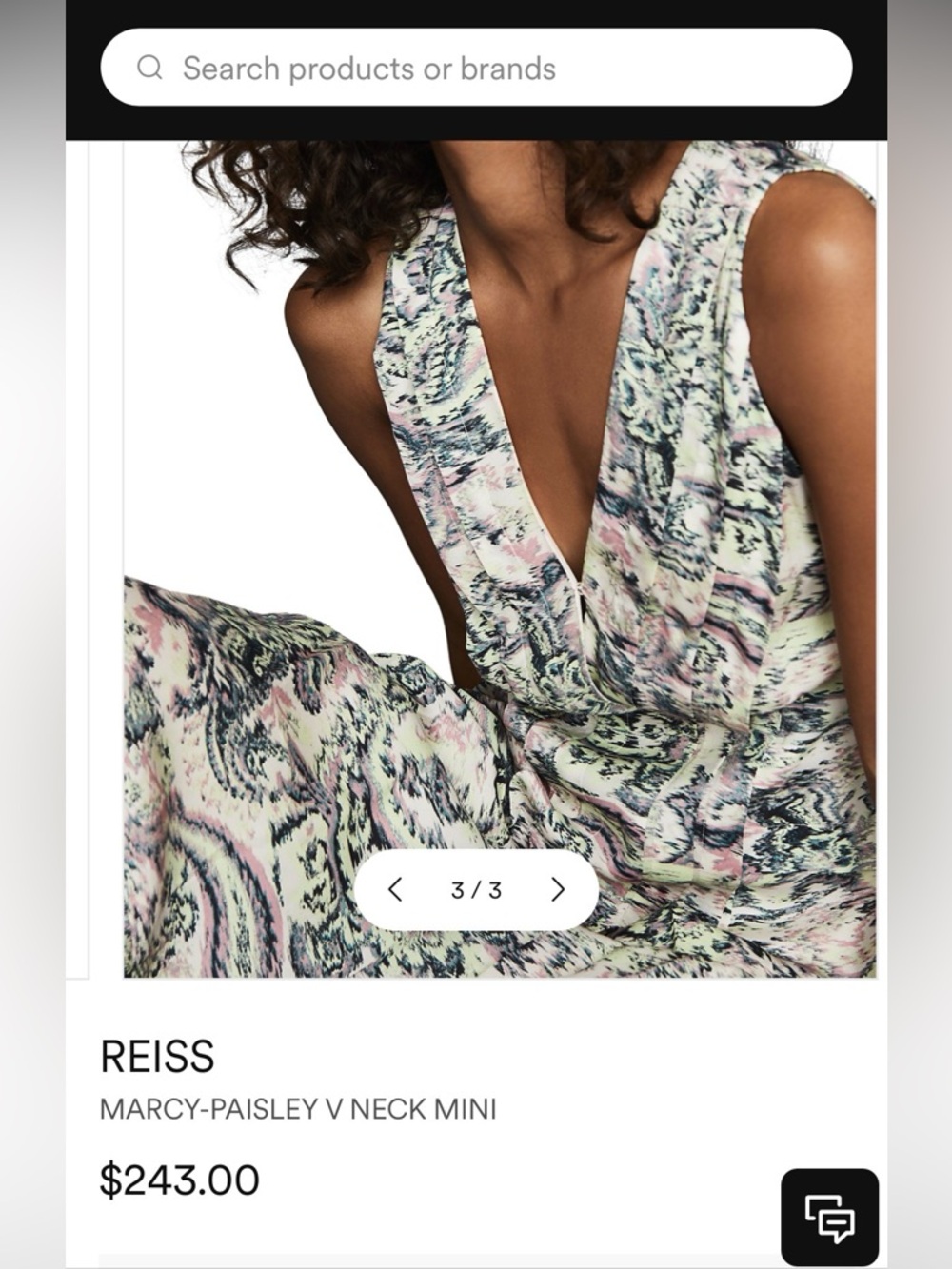 Excellent Condition! Reiss Marcy Paisley V-Neck Midi, sz. 2 ($238 retail)